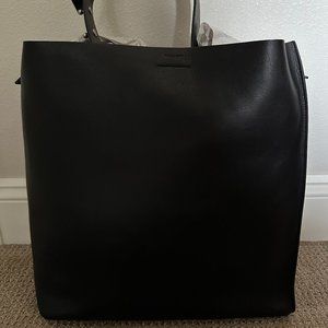 All Saints Captain Leather North South Tote Bag black